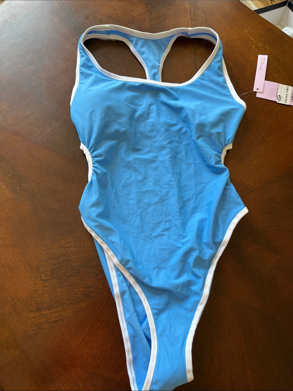 wild fable Light Blue One-Piece Swimsuit with White Trim